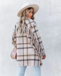 Give Thanks Pocketed Fringe Plaid Coat - FINAL SALE -clothes Sales givethankspocketedfringeplaidcoat20