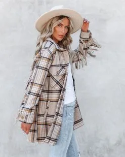 Give Thanks Pocketed Fringe Plaid Coat - FINAL SALE -clothes Sales givethankspocketedfringeplaidcoat27