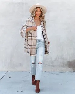 Give Thanks Pocketed Fringe Plaid Coat - FINAL SALE -clothes Sales givethankspocketedfringeplaidcoat40