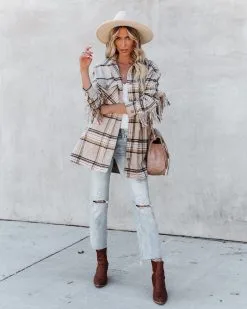 Give Thanks Pocketed Fringe Plaid Coat - FINAL SALE -clothes Sales givethankspocketedfringeplaidcoat8