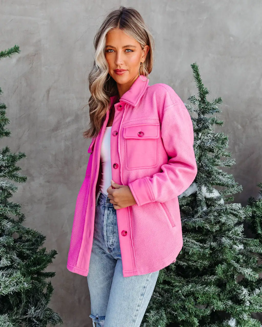 Heidi Fleece Pocketed Shacket - Pink - FINAL SALE 6 Heidi Fleece Pocketed Shacket - Pink - FINAL SALE - Image 6