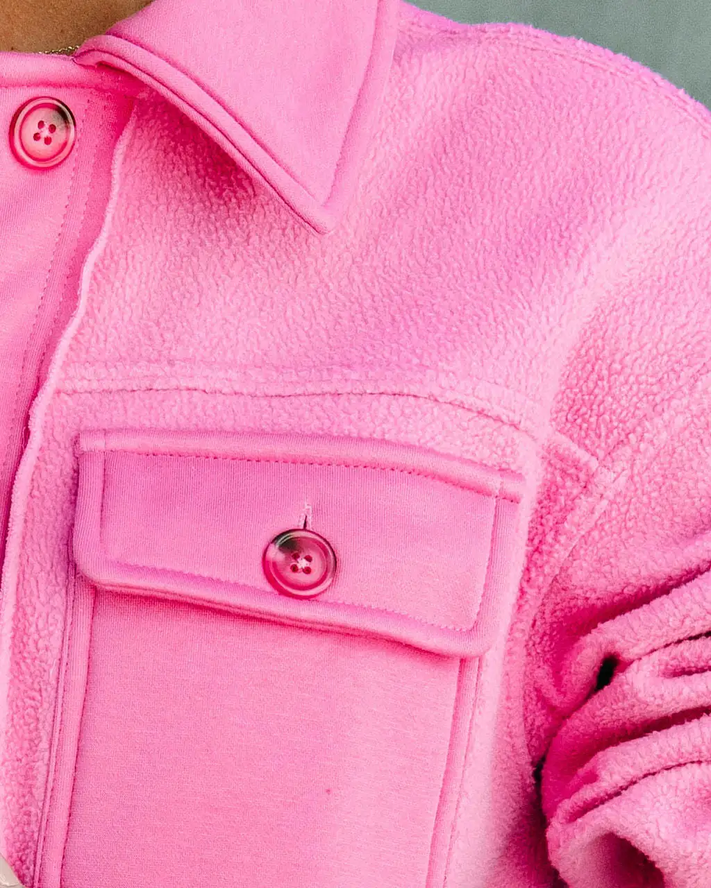 Heidi Fleece Pocketed Shacket - Pink - FINAL SALE 2 Heidi Fleece Pocketed Shacket - Pink - FINAL SALE - Image 2