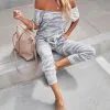 Hidden Treasure Pocketed Camo Knit Jumpsuit - Light Grey - LAST CHANCE