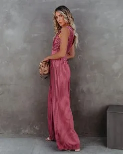 High Tea Pleated Wide Leg Belted Jumpsuit - Dark Rose - FINAL SALE -clothes Sales highteapleatedwidelegbeltedjumpsuitdarkrose6