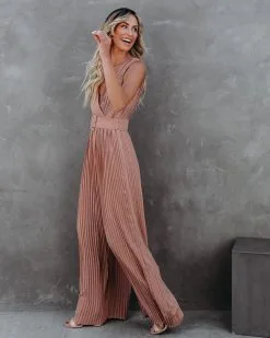High Tea Pleated Wide Leg Belted Jumpsuit - Mocha - FINAL SALE -clothes Sales highteapleatedwidelegbeltedjumpsuitmocha19