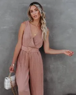 High Tea Pleated Wide Leg Belted Jumpsuit - Mocha - FINAL SALE -clothes Sales highteapleatedwidelegbeltedjumpsuitmocha34