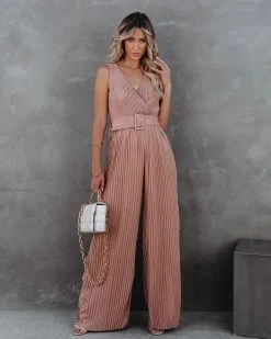 High Tea Pleated Wide Leg Belted Jumpsuit - Mocha - FINAL SALE -clothes Sales highteapleatedwidelegbeltedjumpsuitmocha7