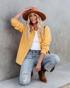 Jessika Button Down Soft Knit Shacket - Honey Gold - FINAL SALE