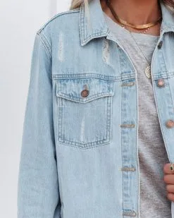 Kaige Pocketed Distressed Denim Shacket - Light Wash - FINAL SALE -clothes Sales kaigepocketeddistresseddenimshacketlightwash15