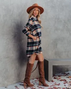 Kenyon Pocketed Plaid Button Down Shacket - Navy - FINAL SALE -clothes Sales kenyonpocketedplaidbuttondownshacketnavy21