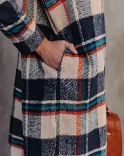 Kenyon Pocketed Plaid Button Down Shacket - Navy - FINAL SALE -clothes Sales kenyonpocketedplaidbuttondownshacketnavy32