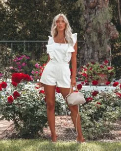 La Sangria Pocketed Denim Romper - White - FINAL SALE -clothes Sales lasangriapocketeddenimromperwhite6 b48d01b6 d705 4239 9476 160092a817b7