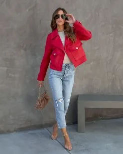 Lennox Faux Suede Jacket - Red - FINAL SALE 8 Lennox Faux Suede Jacket - Red - FINAL SALE -clothes Sales lennoxfauxsuedejacketred 48