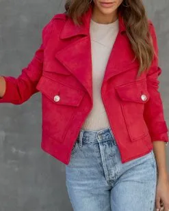 Lennox Faux Suede Jacket - Red - FINAL SALE 10 Lennox Faux Suede Jacket - Red - FINAL SALE -clothes Sales lennoxfauxsuedejacketred 83