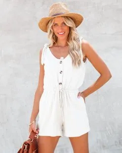 Leonel Pocketed Romper - Cream - FINAL SALE