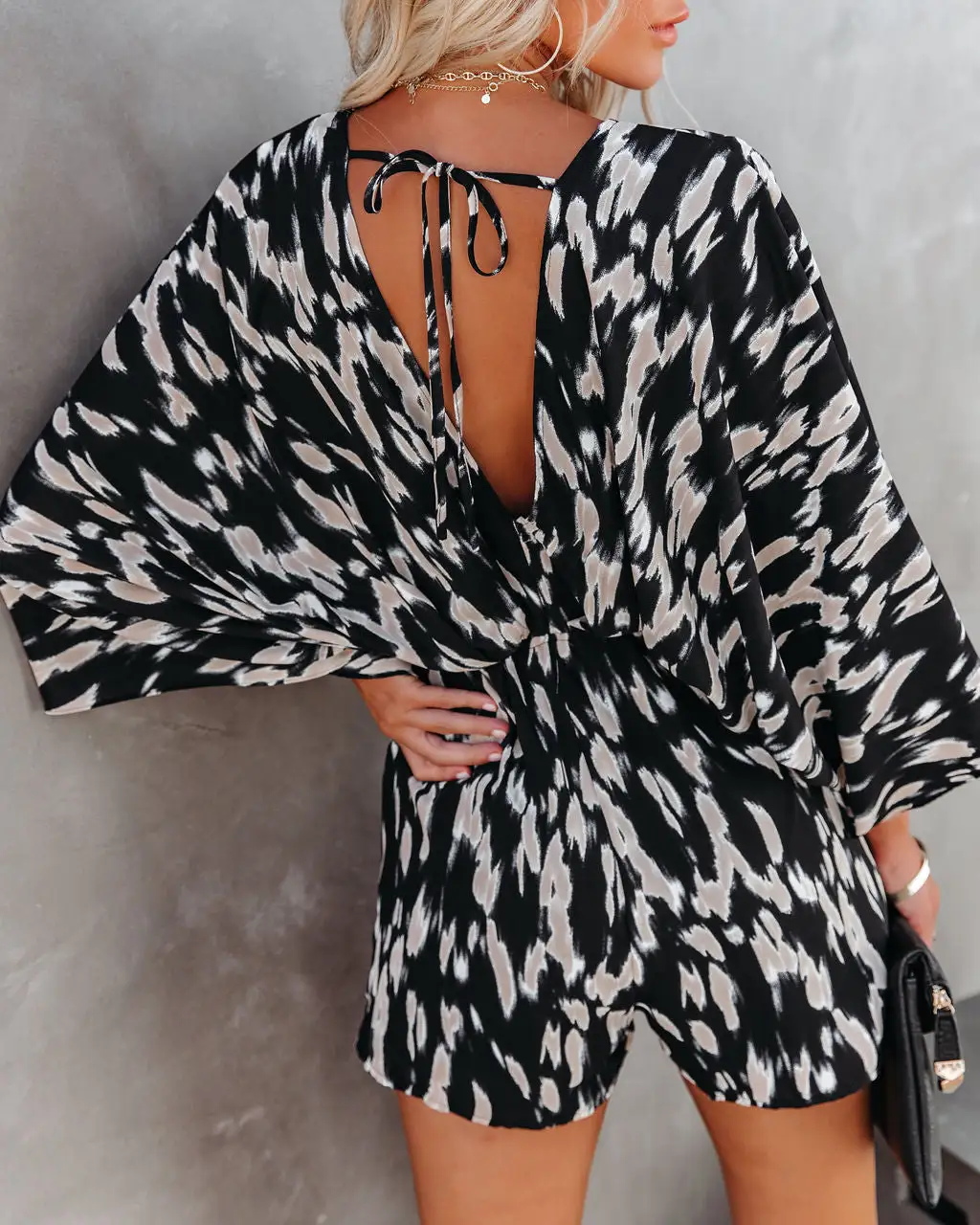 Linden Printed Kimono Romper 2 Linden Printed Kimono Romper - Image 2