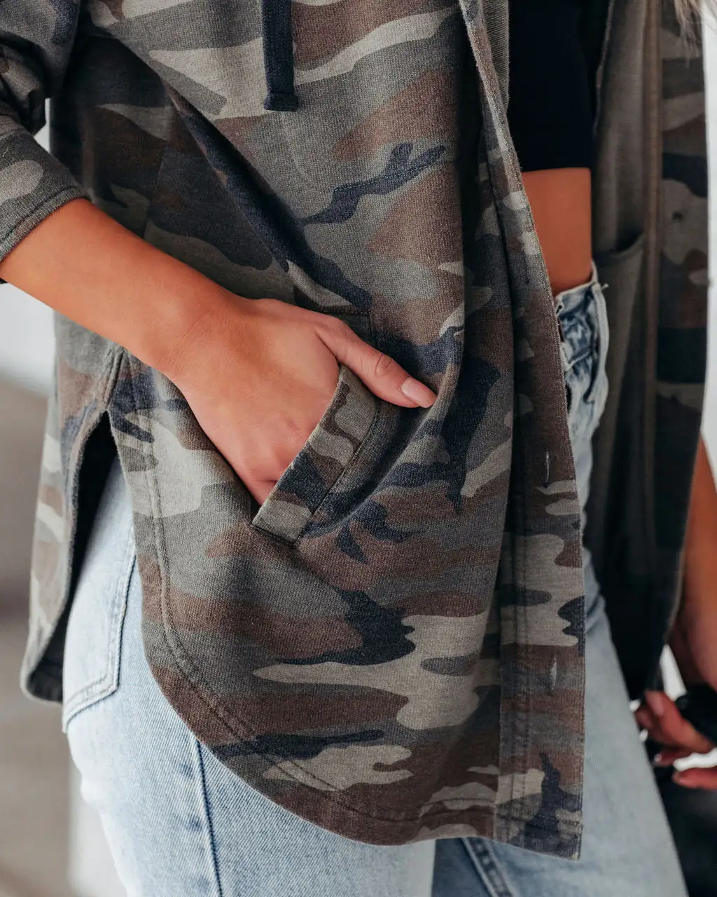 Lolo Cotton Blend Pocketed Hooded Camo Jacket - Olive - FINAL SALE 4 Lolo Cotton Blend Pocketed Hooded Camo Jacket - Olive - FINAL SALE - Image 4