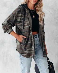 Lolo Cotton Blend Pocketed Hooded Camo Jacket - Olive - FINAL SALE 17 Lolo Cotton Blend Pocketed Hooded Camo Jacket - Olive - FINAL SALE -clothes Sales lolocottonblendpocketedhoodedcamojacketolive14