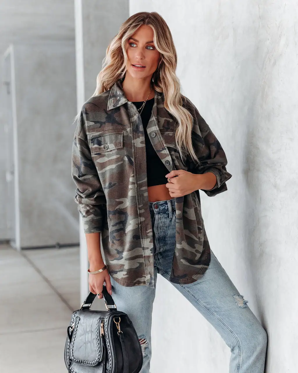 Lolo Cotton Blend Pocketed Hooded Camo Jacket - Olive - FINAL SALE 5 Lolo Cotton Blend Pocketed Hooded Camo Jacket - Olive - FINAL SALE - Image 5