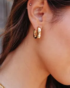 Lou Pearl Square Mini Hoops - Gold -clothes Sales loupearlsquareminihoopsgold 18