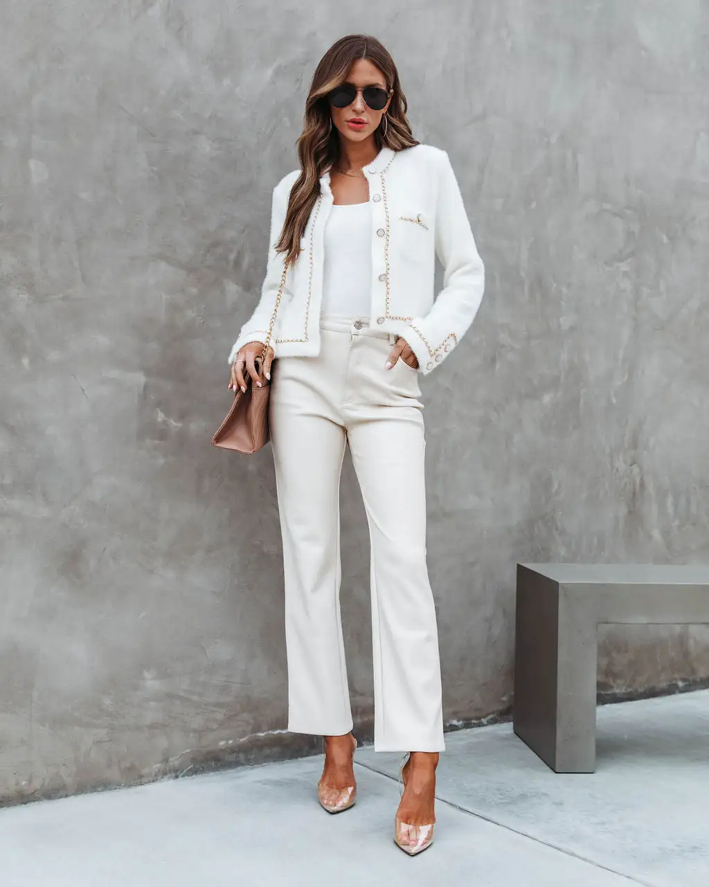 Mademoiselle Chain Link Trim Jacket - Ivory - SALE 3 Mademoiselle Chain Link Trim Jacket - Ivory - SALE - Image 3