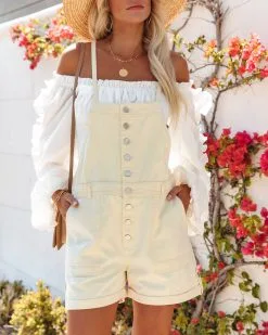 Manolo Pocketed Button Down Denim Overalls - Lemon - LAST CHANCE -clothes Sales manolopocketedbuttondowndenimoverallslemon74