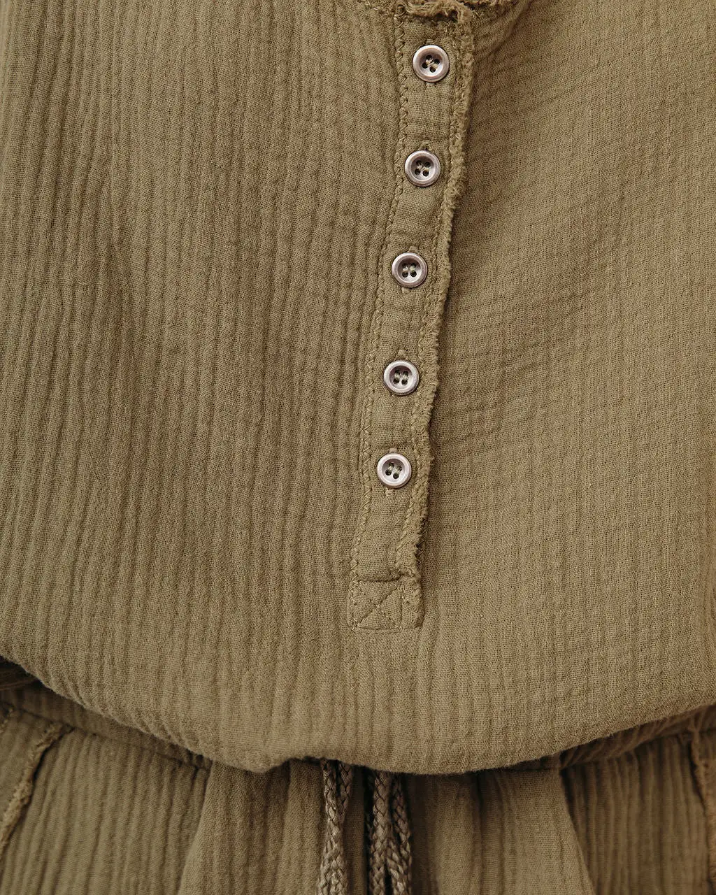 Maye Cotton Pocketed Drawstring Jumpsuit - Olive - FINAL SALE 4 Maye Cotton Pocketed Drawstring Jumpsuit - Olive - FINAL SALE - Image 4