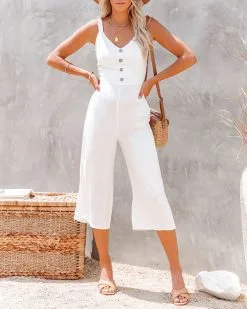 Meadow Linen Blend Tie Back Jumpsuit - Off White - LAST CHANCE -clothes Sales meadowlinenblendtiebackjumpsuitoffwhite19