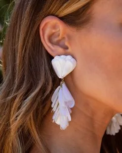 Melani Petal Earrings - White - SALE