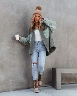 Miley Bandana Frayed Shacket - Olive - FINAL SALE -clothes Sales mileybandanafrayedshacketolive14