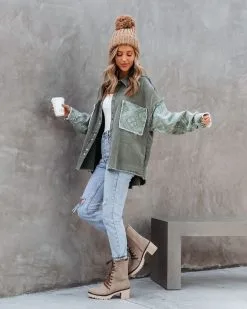 Miley Bandana Frayed Shacket - Olive - FINAL SALE -clothes Sales mileybandanafrayedshacketolive42