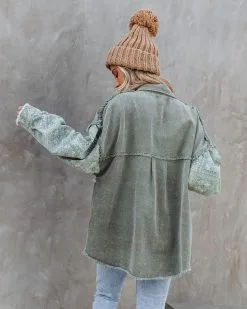 Miley Bandana Frayed Shacket - Olive - FINAL SALE -clothes Sales mileybandanafrayedshacketolive74