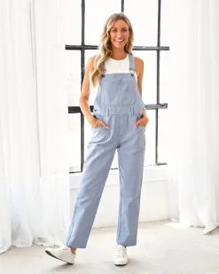 Natasha Cotton Pocketed Overalls - Blue - FINAL SALE