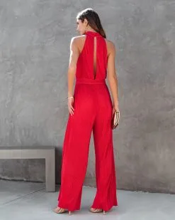 Naya Pocketed Plisse Jumpsuit - Red - FINAL SALE 8 Naya Pocketed Plisse Jumpsuit - Red - FINAL SALE -clothes Sales nayapocketedplissejumpsuitred97