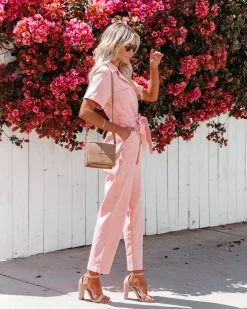 Dumbo Cotton Pocketed Denim Jumpsuit - Coral - FINAL SALE -clothes Sales nooracottonpocketeddenimjumpsuitcoral38