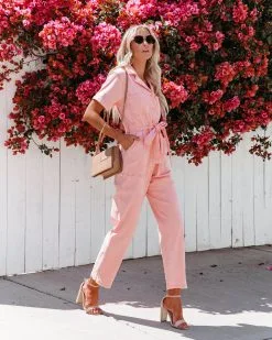 Dumbo Cotton Pocketed Denim Jumpsuit - Coral - FINAL SALE -clothes Sales nooracottonpocketeddenimjumpsuitcoral67