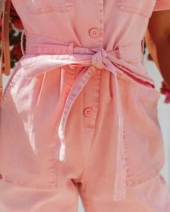 Dumbo Cotton Pocketed Denim Jumpsuit - Coral - FINAL SALE -clothes Sales nooracottonpocketeddenimjumpsuitcoral82