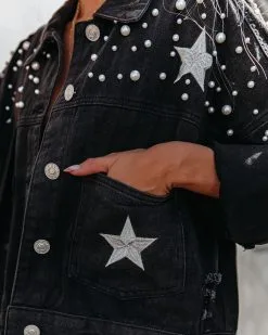 North Star Embellished Pocketed Denim Jacket - Black - FINAL SALE 13 North Star Embellished Pocketed Denim Jacket - Black - FINAL SALE -clothes Sales northstarembellishedpocketeddenimjacket35