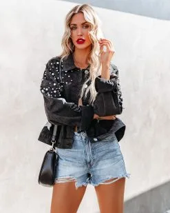 North Star Embellished Pocketed Denim Jacket - Black - FINAL SALE 15 North Star Embellished Pocketed Denim Jacket - Black - FINAL SALE -clothes Sales northstarembellishedpocketeddenimjacket56