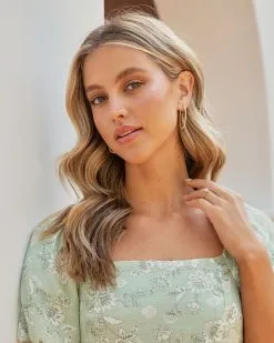 Nova Rectangle Pearl Earrings - Gold - SALE -clothes Sales novarectanglepearlearringsgold4