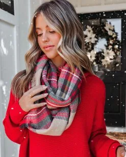 Oxford Plaid Frayed Infinity Scarf - FINAL SALE