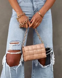 Polish Padded Woven Chain Handbag - Nude 11 Polish Padded Woven Chain Handbag - Nude -clothes Sales polishpaddedwovenchainhandbagnude41