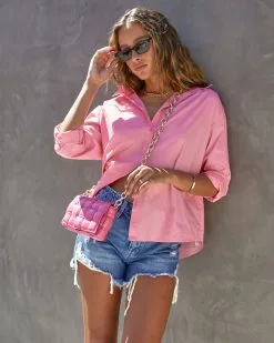 Polish Padded Woven Chain Handbag - Pink -clothes Sales polishpaddedwovenchainhandbagpink61