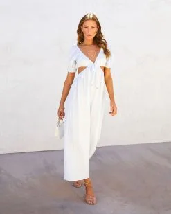 Portofino Breeze Cotton Puff Sleeve Cutout Jumpsuit - Sky Blue -clothes Sales portofinobreezecottonpuffsleebecutoutjumpsuitskyblue31