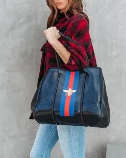 Queen Bee Neoprene Tote Bag - Black - PARKER & HYDE - FINAL SALE