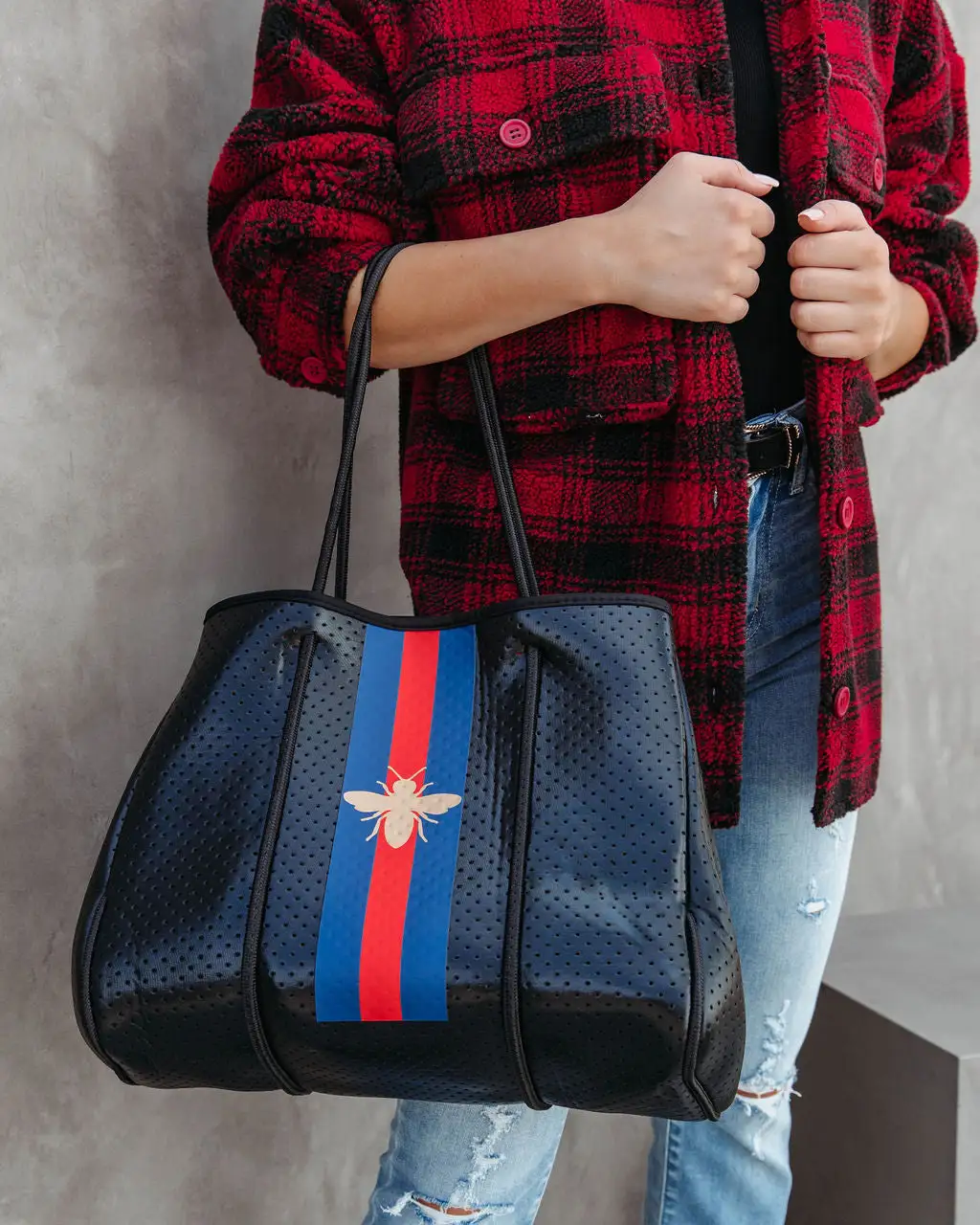 Queen Bee Neoprene Tote Bag - Black - PARKER & HYDE - FINAL SALE 5 Queen Bee Neoprene Tote Bag - Black - PARKER & HYDE - FINAL SALE - Image 5