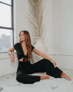 Nikki Ribbed Wrap Tie Jumpsuit - Black - FINAL SALE -clothes Sales ribbedwraptiejumpsuitblack59