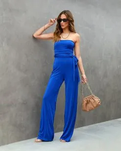 Run The World Strapless Drape Tie Waist Jumpsuit - Royal Blue -clothes Sales runtheworldstraplessdrapetiewaistjumpsuitroyalblue2