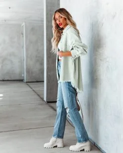 Rydian Cotton Frayed Corduroy Shacket - Pale Sage - FINAL SALE 18 Rydian Cotton Frayed Corduroy Shacket - Pale Sage - FINAL SALE -clothes Sales rydiancottonfrayedcorduroyshacketpalesage10