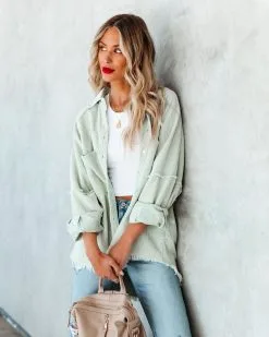 Rydian Cotton Frayed Corduroy Shacket - Pale Sage - FINAL SALE 19 Rydian Cotton Frayed Corduroy Shacket - Pale Sage - FINAL SALE -clothes Sales rydiancottonfrayedcorduroyshacketpalesage32